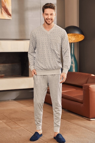 Mecit Pijama By Mecit 2757 Gri Büyük Beden Erkek Pijama Takımı Gri