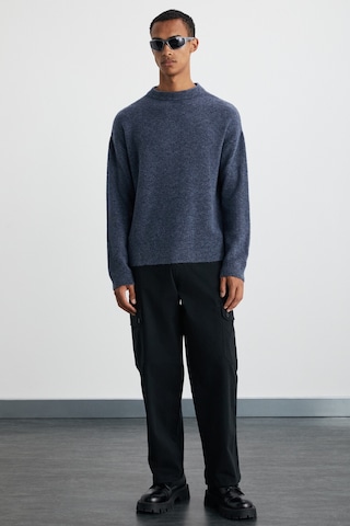 Tromso Erkek Relaxed Fit Bisiklet Yaka Sıcak Tutan Triko Indigo Kazak