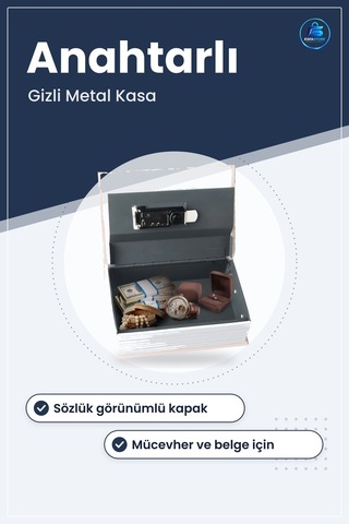 Kitap Görünümlü Metal Gizli Kasa Anahtarlı Kilit Kamuflaj Hediyel