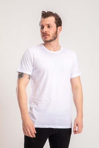 Nacar Store Erkek Lacivert Basic T-shirt Beyaz