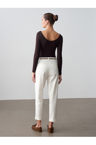 Dilvin 72664 Kemerli Chıno Pantolon-beyaz