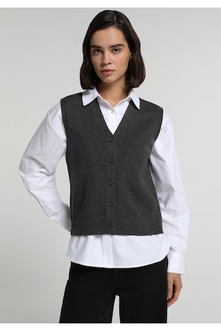 Colin's Colins Regular Fit V Yaka Düz Kadın Antrasit Hırka Cl1083355 Q1.v1 Anm Antra Melanj