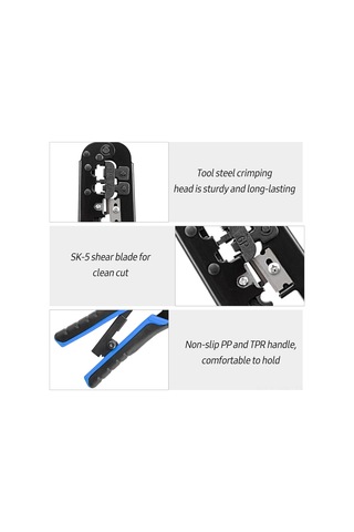 Vkemall Multifonksiyon El Ratli Kablolu Pense Presleyici - Kabloyu Soyma Ve Kesme Aracı 7sq-568 Siyah + Mavi