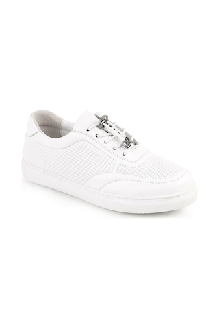Libero L086.901 Hakiki Deri Baskılı Kauçuk Taban Aksesuarlı Kadın Sneaker Beyaz