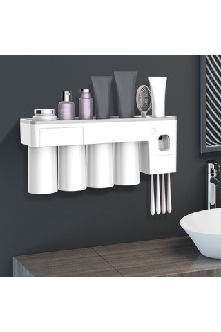 Bloomnest Lebıhmurah Bf625 Aile Manyetik Diş Fırçalama Suyu Yıkama Temizleyici Fincan & Diş Macunu Dispenseri Beyaz