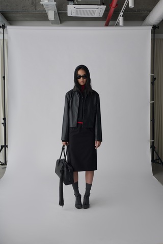 Suud Collection Siyah Kiera Deri Ceket