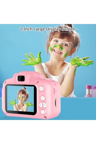 Youtek Çocuklar İçin Eğlenceli 1080p Çift Kameralı Mini Fotoğraf Makinesi - Pembe