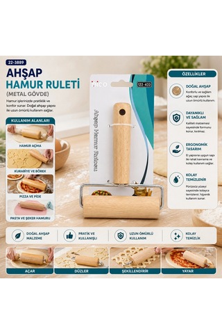 Ahşap Hamur Ruleti Metal Gövde 5580