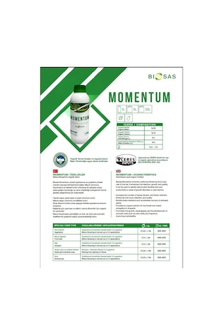 Biosas Momentum 1 Lt Bitkisel Menşeli Sıvı Organik Gübre 1 L