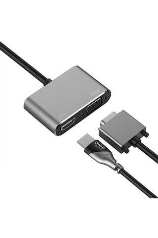 Usb Type-c To Hdmi + Vga Görüntü Çevirici Dönüştürücü 4k Destekli