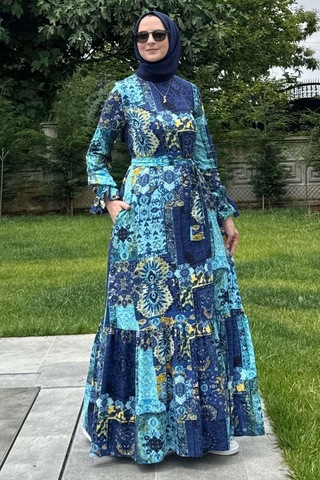 Rabia Şamlı Nehir Elbise Saks Normal