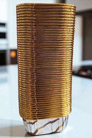 50'li Gold Muffin Kek Ve Sufle Kapsülü Desenli Cupcake Pişirme Kalıbı 8cm Gold