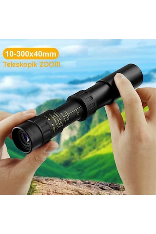 Triline 10-300x40mm Zoom Monoküler Teleskop Taşınabilir Dürbün Siyah