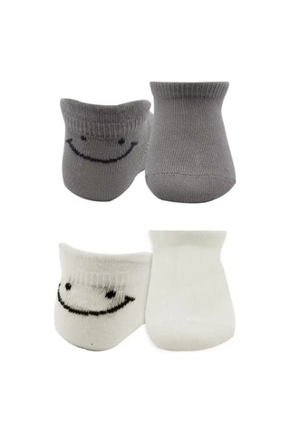 Mbb E-ticaret 2'li Sneakers Smile Penye Çorap 20106 Gri Ekru