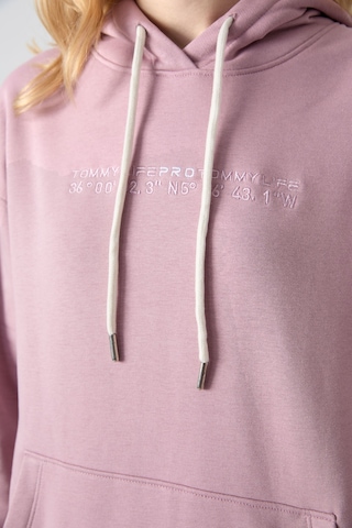 Tommy Life Gül Kurusu Kapüşonlu Kanguru Cep Oversize Lastik Paça Kadın Eşofman Takımı - 95288 Gül Kurusu