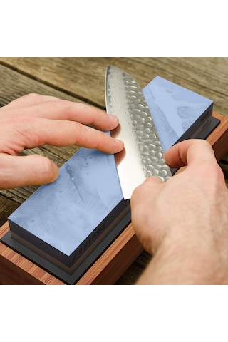 Valkyrie 4 Parça 1. Kalite Bıçak Biley Seti 1000 6000 Bileme Taşı Bambu Tabanlı Profesyonel Set Sulu Biley