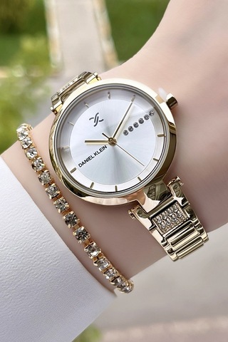 Daniel Klein DKISTE156 Premium Gold Kadın Kol Saati + Bileklik