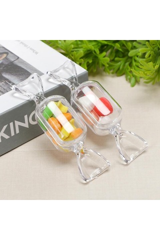 10 Adet/set Mini Plastik Şeffaf Şeker Kutusu Düğün Bebek Partisi Dekorasyonu İçin Sevimli Şeker Şeklinde Saklama Kabı Pembe