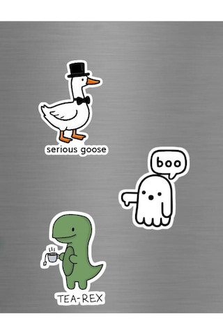 Esprili Tea Rex Çay İçen Dinozor Ciddi Kaz Hayalet Buzdolabı Magneti