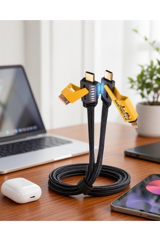 4'ü 1 Arada Örgülü Usb-c Usb-a Kablo 65w Hızlı Şarj Xuczzzikilişarjkablosu-1-1 Diğer
