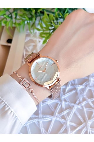 Ferro Rose/gold Renk Kararmaz Renk Atmaz 3 Atm Özel Tasarım Kadın Kol Saati Efl21252c