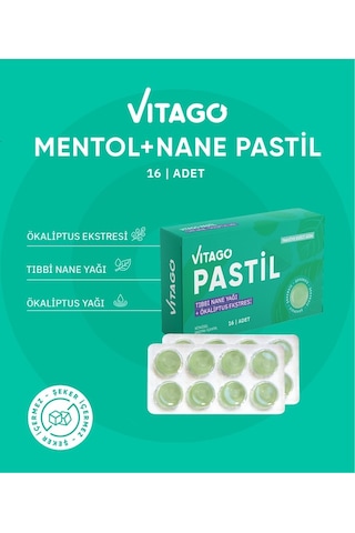 Vitago Nane + Okaliptus Yağı İçeren Takviye Edici Gıda 16 Pastil