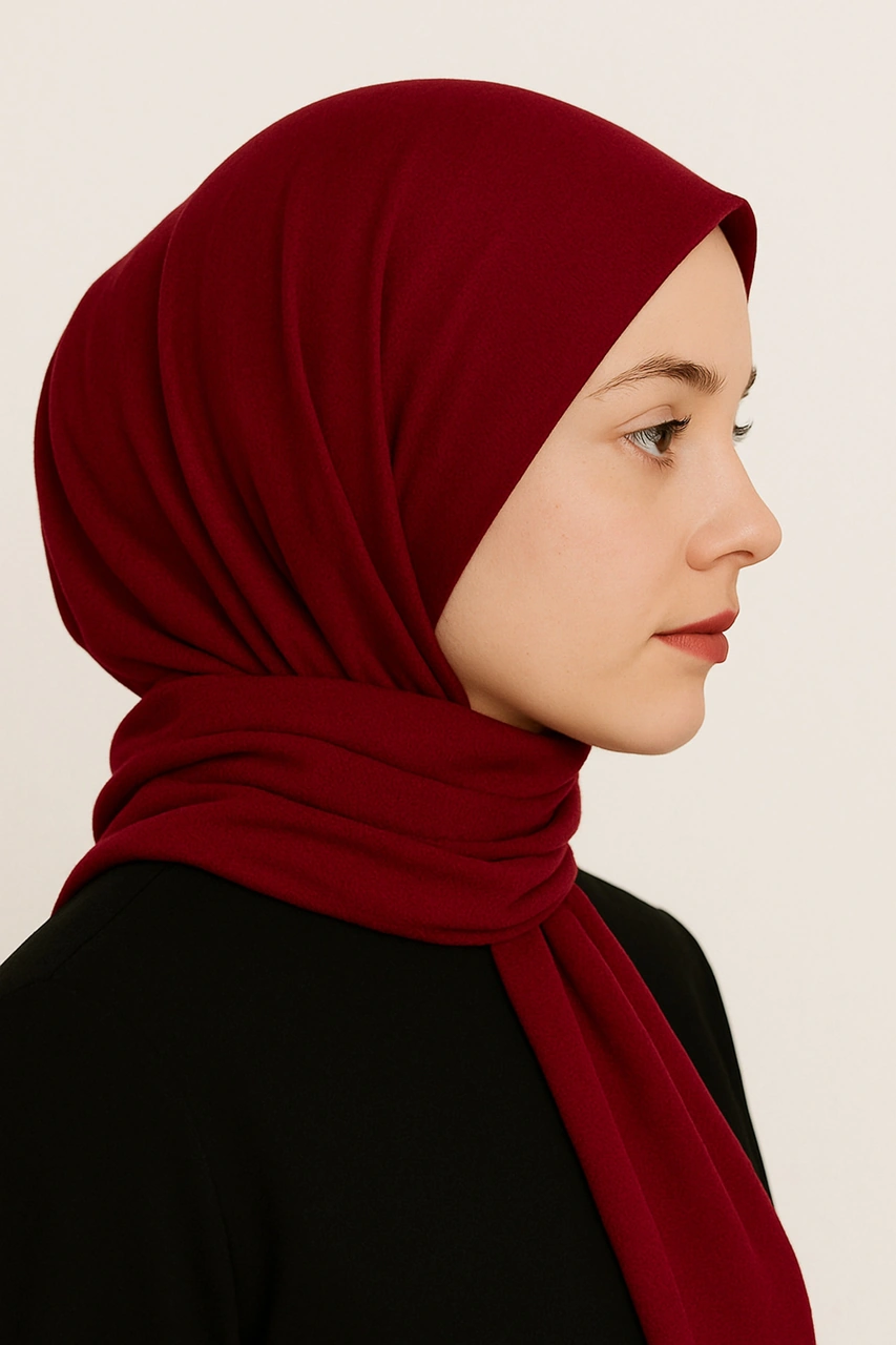 Mim Eşarp Pratik Çıtçıtlı Şal Bordo