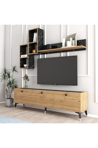 MOXEN MT2 MİRA DUVAR RAFLI TV SEHPASI - KİTAPLIKLI TV ÜNİTESİ
