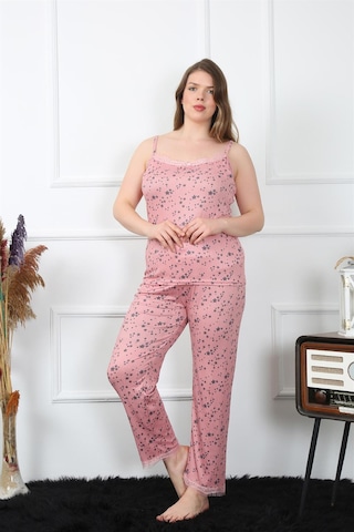 Akbeniz Kadın Büyük Beden Somon İp Askılı Pijama Takım 202198 Somon