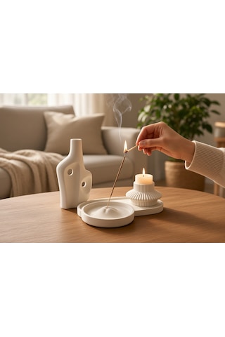 Nakkaş Home Dekoratif Mum Ve Tütsülük Obje - M7 Modeli Beyaz