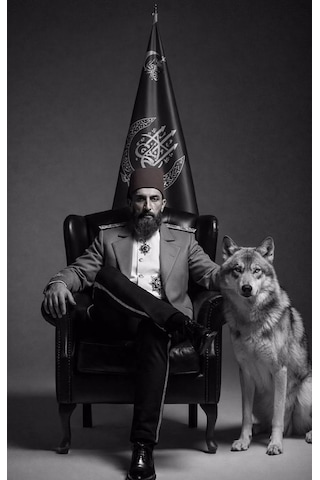 Payitaht Abdülhamit Han Hazretleri Siyah Beyaz Kurt Temalı Ev Duvar Salon Ofis Hediyelik Dekarasyon Kanvas Tablo