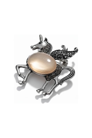 Unicorn Tek Boynuz At Broş Zirkontaş Detaylı Gümüş Renk Renkli