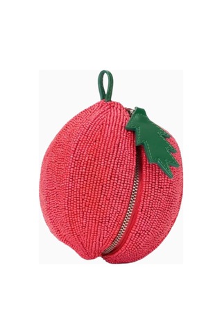 Staud Campari Beaded Bag, Mini Çapraz Askılı Boncuklu Çanta, Şık Ve Göz Alıcı Omuz Çantası Kırmızı