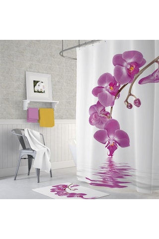Zethome Tropik Orchid Banyo Duş Perdesi Tek Kanat 1X180X200 Çok Renkli