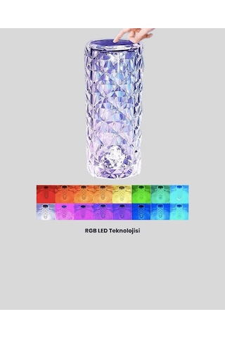 Lexroo Kristal Rgb Led Masa Lambası Renkli Kumandalı Işık, Deko