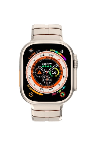 Watch 44mm Uyumlu Mohseven İwatch Titancore No.1 Metal Kordon Titanyum - Turuncu