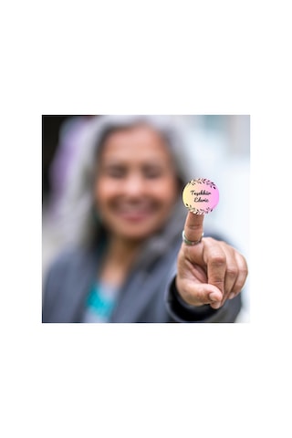 96'lı Pembe Yaprak Detaylı Teşekkür Ederiz Paket Etiketi 4x4 Cm Yuvarlak Müşteri Teşekkür Sticker Ambalaj