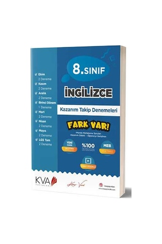 8. Sınıf İngilizce Kazanım Takip Denemeleri - KVA Yayınları