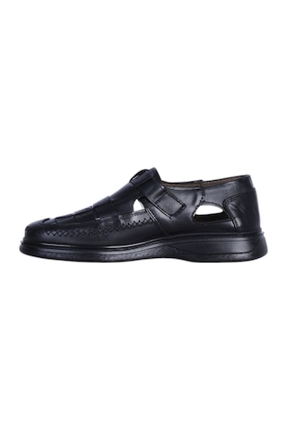 Kyatto 698 Siyah Erkek Deri Sandalet Ayakkabı