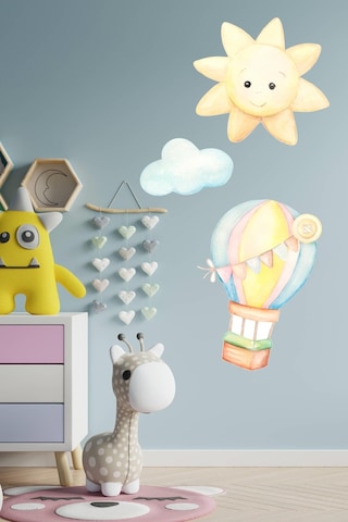 MSticker Sevimli Uçan Balon Bulut Ve Yıldız 3'lü Sticker Seti