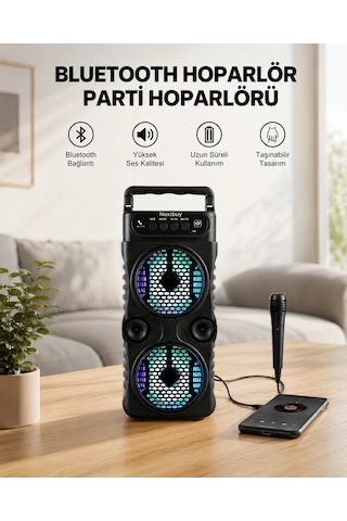 Led Işıklı Kablosuz Bluetooth Hoparlör Yüksek Ses Güçlü Bas Performansı Taşınabilir Şarjlı Najmaddin