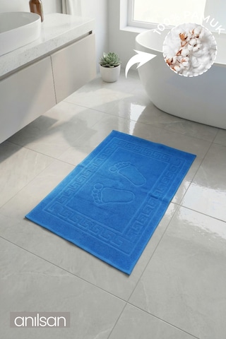 Turkuaz Greek Ayak Havlusu - 50x70 Cm, 245 Gr, %100 Pamuk, Spa Ve Otel Banyo Paspası, Günlük Kullanıma Uygun Turkuaz