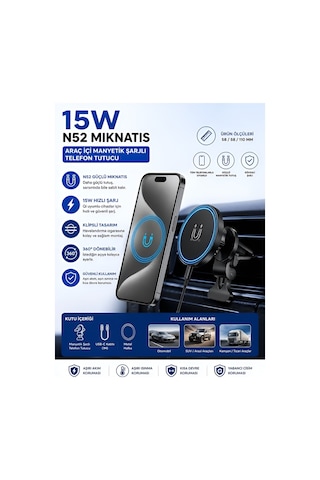 Fhd-14 360 Wireless Kablosuz 15w Şarj Mıknatıslı Havalandırma İç