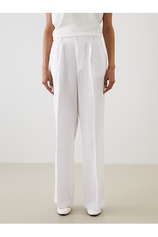 Lcw Modest Beyaz Loose Fit %100 Keten Kadın Pantolon