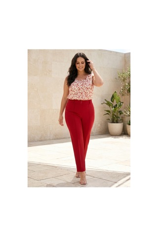 Hanezza Çiçek Desenli Organze Bluz Kırmızı - 906197700 Kırmızı