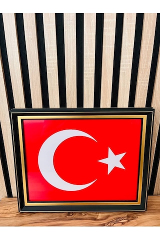 Lüks Çerçeveli El Yapımı Türk Bayrağı Makam Ve Ofis Hediyesi