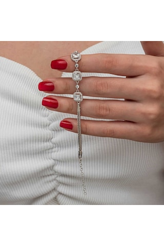 Gümüş Üçlü Kare Kadın Bileklik Gümüş