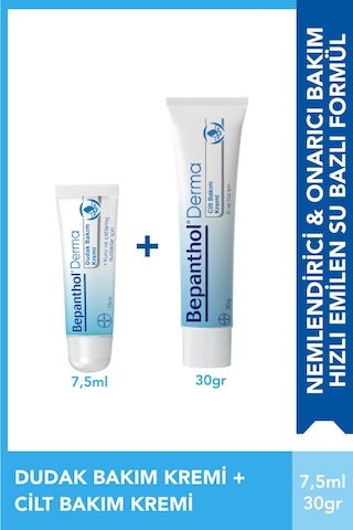 Bepanthol Cilt Kremi 30 G + Dudak Kremi 7.5 ML l Avantajlı Günlük Bakım Seti