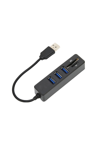 Xindoker Usb 2.0 3 Port Hub + Tf/sd Kart Okuyucu, 480mbps Hızlı Veri Transferi, Plug & Play, Siyah Abs Malzeme, Geniş Uyumlu Çok İşlevli Çevirici