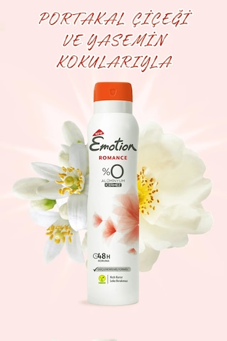 3 Adet Emotion Romance Kadın Vegan Deodorant 150 Ml Hızlı Kurur, Leke Bırakmaz